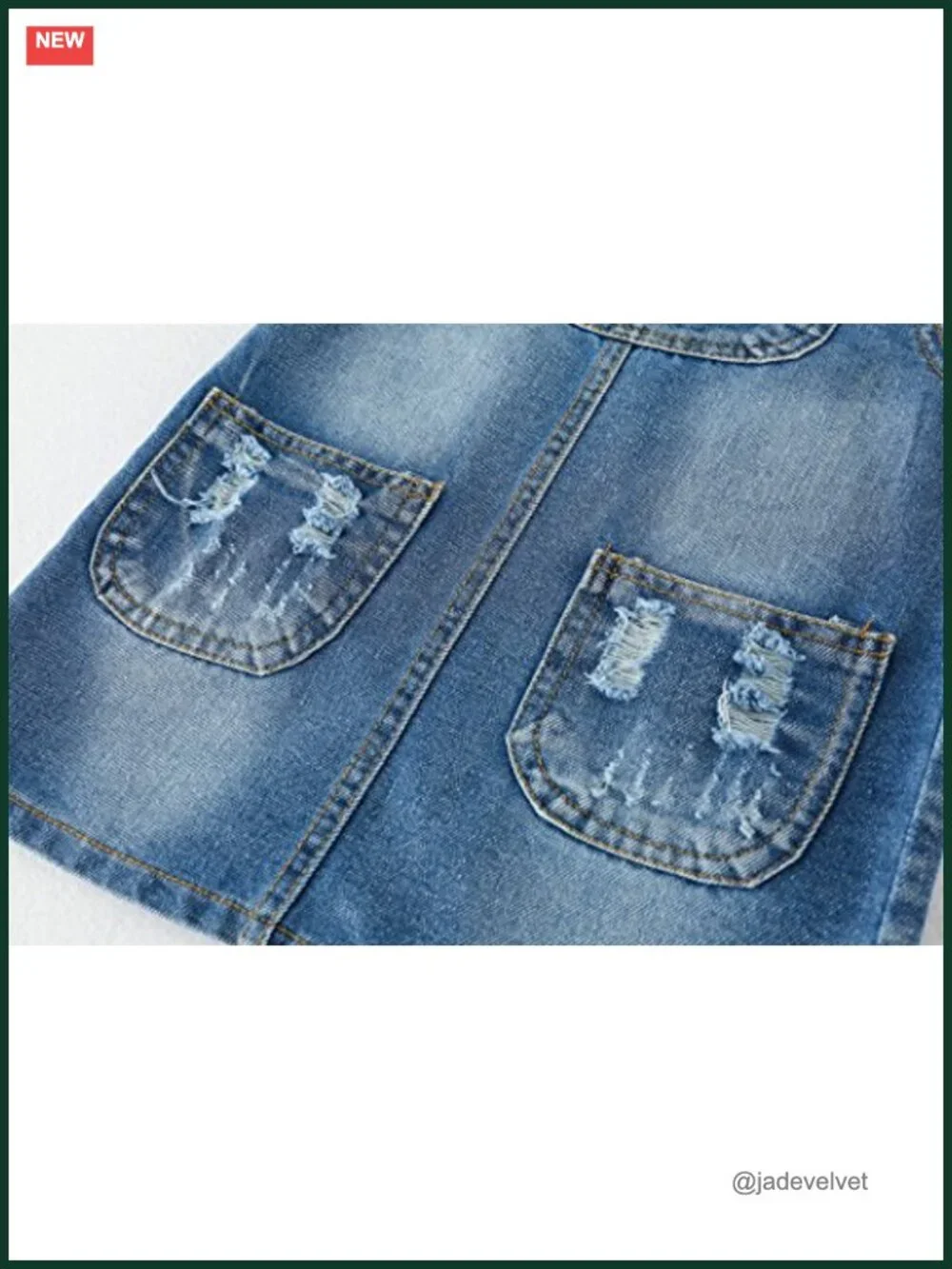 Girls Denim Overall Dress Ripped Jeans Jumper A-Line